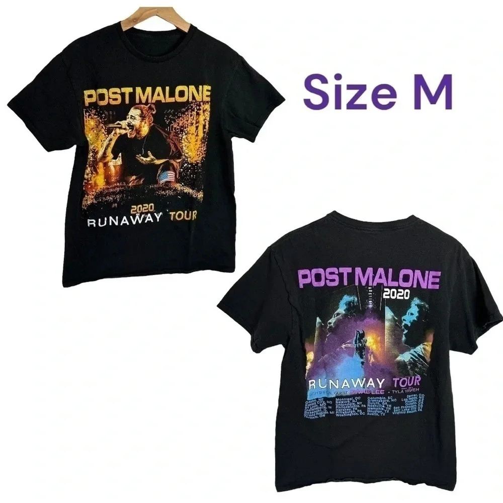 Post Malone 2020 Runaway Tour black concert T-shirt‎ M
